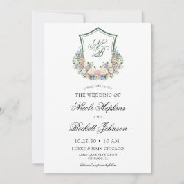 Invitación Boda del Escudo Dusty Blue Floral