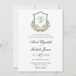 Invitación Boda del Escudo Dusty Blue Floral