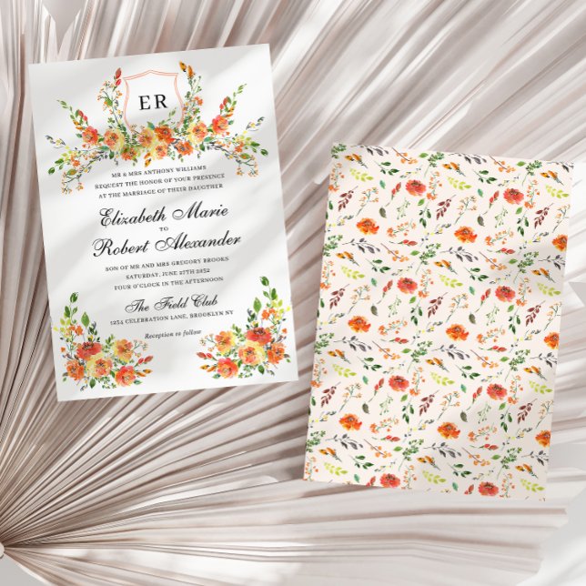 Invitación Boda del Escudo floral de monograma con sangre al  (Subido por el creador)