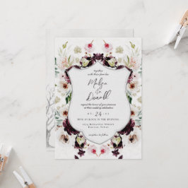 Invitación Boda del Escudo floral romántico de Woodland