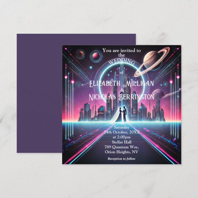 Invitación Boda del espacio ultraterrestre (Anverso / Reverso)