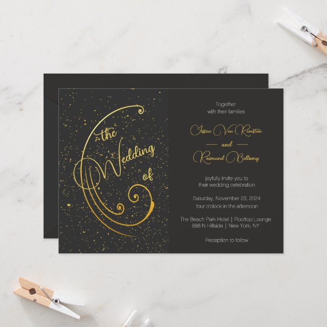 Invitación Boda del Especkle de Oro (Anverso/Reverso In Situ)