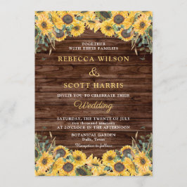 Invitación Boda del establo rústico de parrilladas de girasol