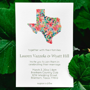 Invitación Boda del estado de Texas Brillante Tropical Floral