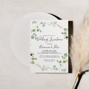Invitación Boda del Eucalyptus del Oro Ducha nupcial del Lunc