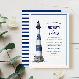 Invitación Boda del faro blanco azul