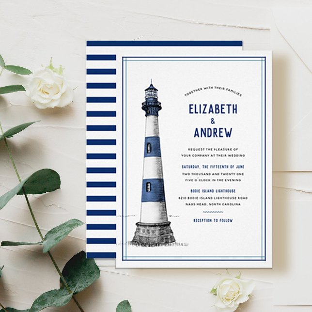 Invitación Boda del faro blanco azul (Subido por el creador)