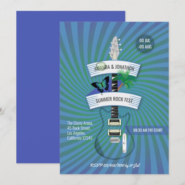 Invitación Boda del Festival de Rock de Verano (Anverso / Reverso)