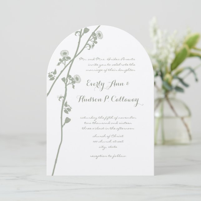 Invitación Boda del florecimiento de flores silvestres de enc (Anverso de pie)