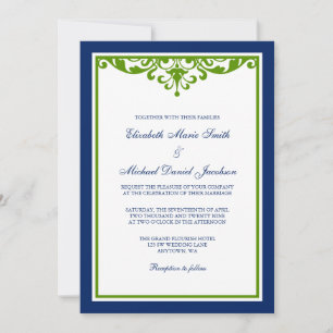 Invitación Boda del Flourish de los azules marinos y del