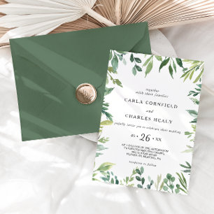 Invitación Boda del follaje botánico moderno de la vegetación