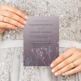 Invitación Boda del follaje con presión púrpura profunda Boho