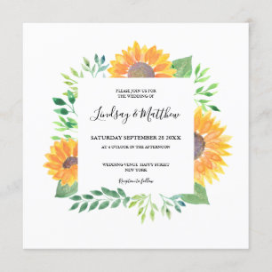 Invitación Boda del follaje de girasol del país