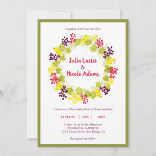 Invitación Boda del follaje de las uvas de las manantiales de