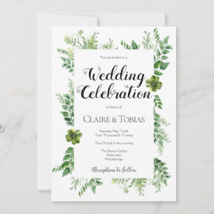Invitación Boda del follaje de primavera de hierba salvaje ve