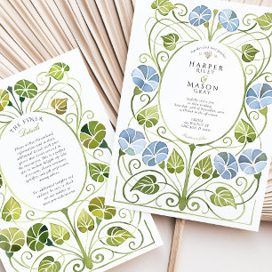 Invitación Boda del follaje de vegetación azul turbio