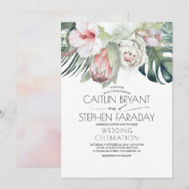 Invitación Boda del follaje floral de playa tropical