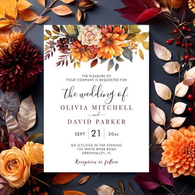 Invitación Boda del follaje floral floral floral de Boho Fall (Subido por el creador)