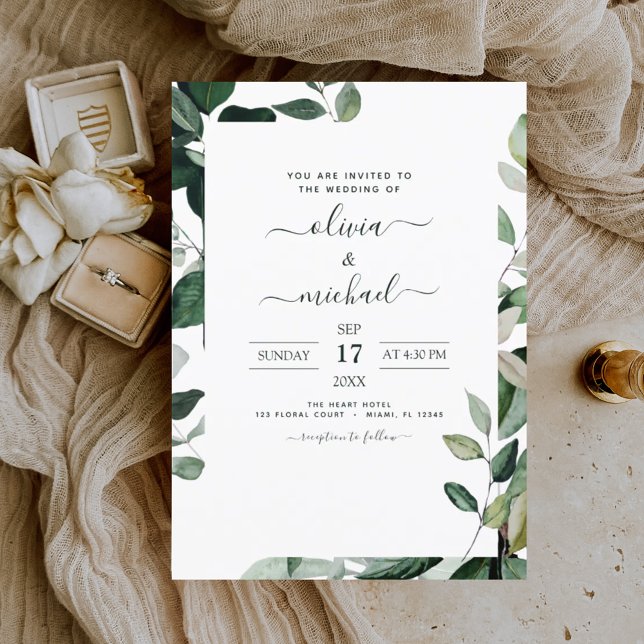 Invitación Boda del follaje vegetativo botánico (Subido por el creador)