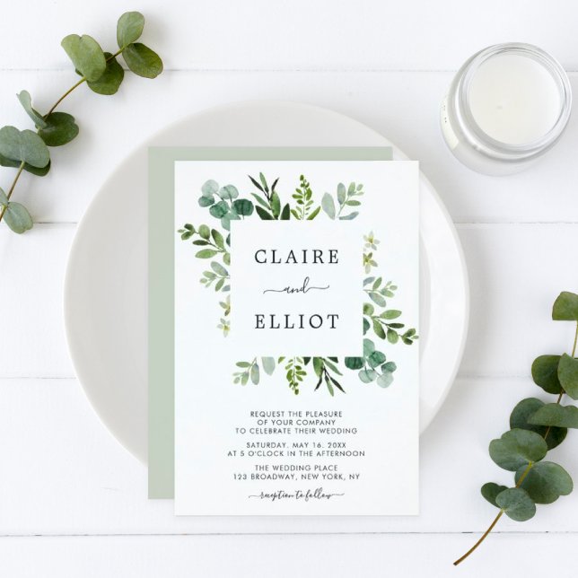 Invitación Boda del follaje verde Eucalyptus (Subido por el creador)