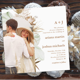Invitación Boda del fotograma botánico del Boho Monograma