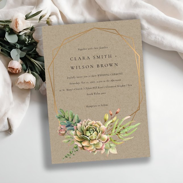 Invitación Boda DEL FRAME FOLIAGE CACTI DE KRAFT DESERT SUCCU (Subido por el creador)