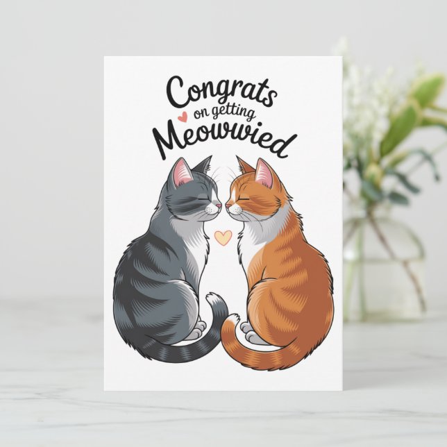 Invitación Boda del Gato Tradicional de Cute Felicitaciones C (Anverso de pie)