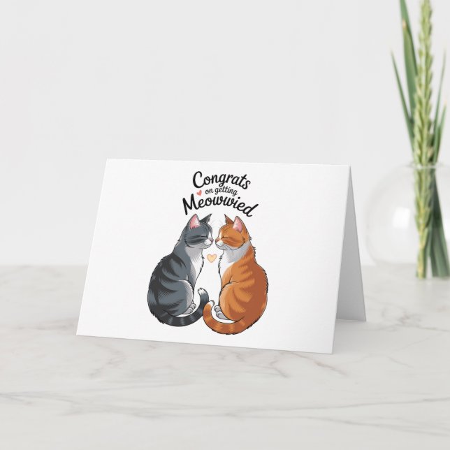 Invitación Boda del Gato Tradicional de Cute Felicitaciones C (Anverso)