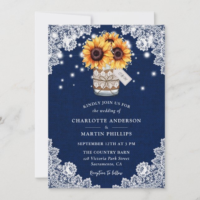Invitación Boda del girasol azul de la armada rusa (Anverso)