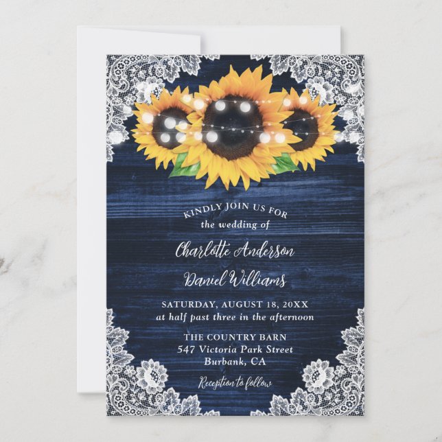 Invitación Boda del girasol azul de la armada rusa (Anverso)