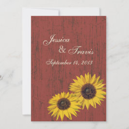 Invitación Boda del girasol de la madera de pino rústica