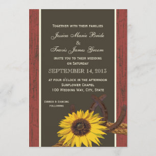 Invitación Boda del girasol de la madera de pino rústica