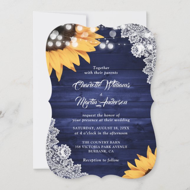 Invitación Boda del girasol de la Marina Rusa de la Madera Az (Anverso)
