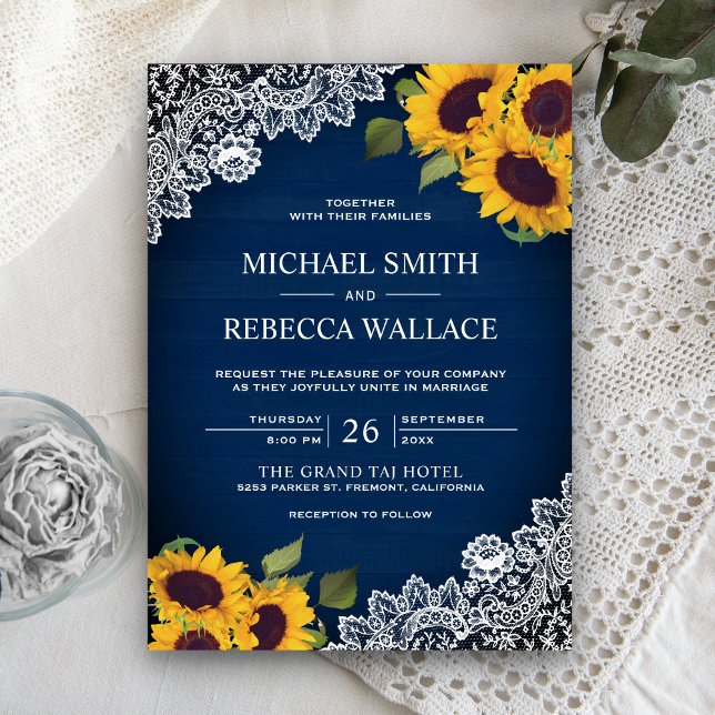 Invitación Boda del girasol de la Marina Rusa de la Madera Az (Subido por el creador)