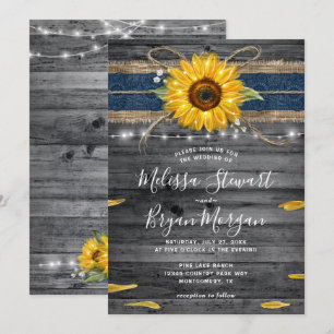 Invitación Boda del girasol de la Marina Rustica de Madera Gr