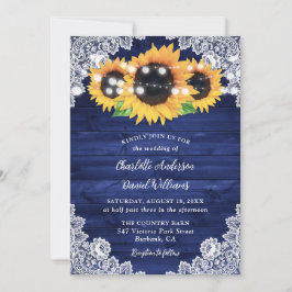 Invitación Boda del girasol de la marisma azul de la marina