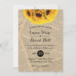 Invitación Boda del girasol del país de un antiguo diario vin