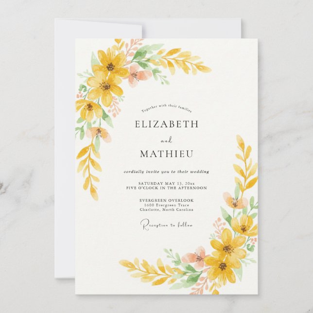 Invitación Boda del Girasol Dorado (Anverso)