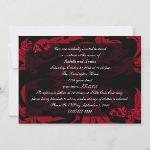 Invitación Boda del Gótico Damask de Vampire Rojo de Sangre