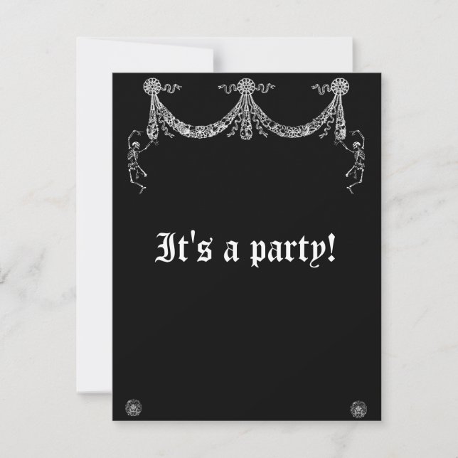 Invitación Boda del Gótico Dancing Skeleton Garland (Anverso)