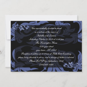Invitación Boda del Gótico Dusk Blue Damask