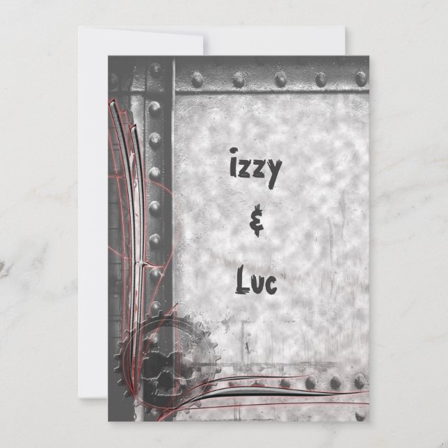 Invitación Boda del Gótico Grunge Rockabilly Skull (Anverso)