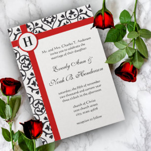 Invitación Boda del guarnecido rojo de los bordes laterales d