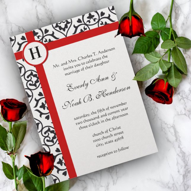 Invitación Boda del guarnecido rojo de los bordes laterales d (Subido por el creador)