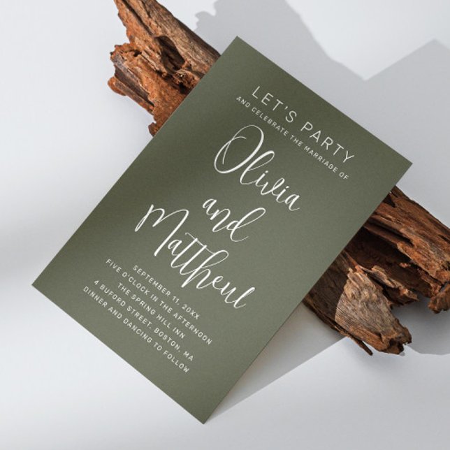 Invitación Boda del guión de la tipografía verde sabio + deta (Subido por el creador)