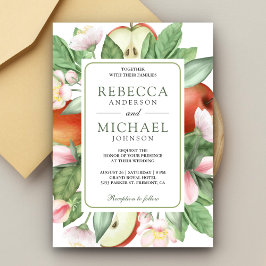 Invitación Boda del huerto de manzana de color rojo floral bo