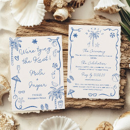 Invitación Boda del Ilustracion Blue French Beach Seaside