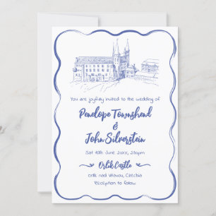 Invitación Boda del Ilustracion del castillo dibujado por man