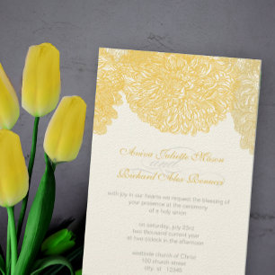 Invitación Boda del iris amarillo en llamas Dahlia