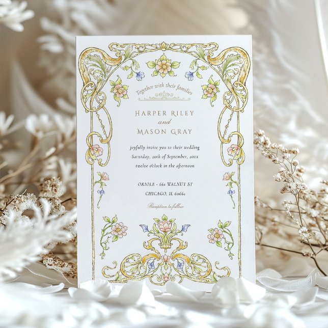 Invitación Boda del jardín de los Desplazamientos Dorados (Subido por el creador)